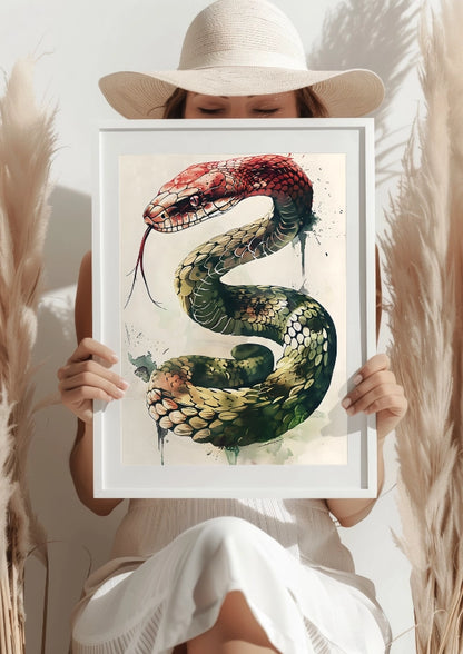 Akwarelowy Wąż Naturalistyczny Plakat