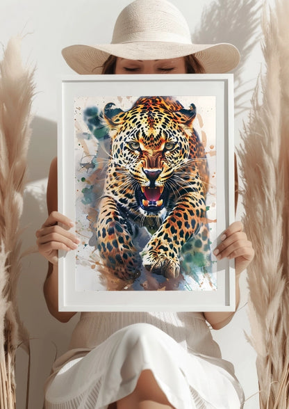 Gepard w Pełnym Biegu – Akwarelowy Dynamizm Plakat