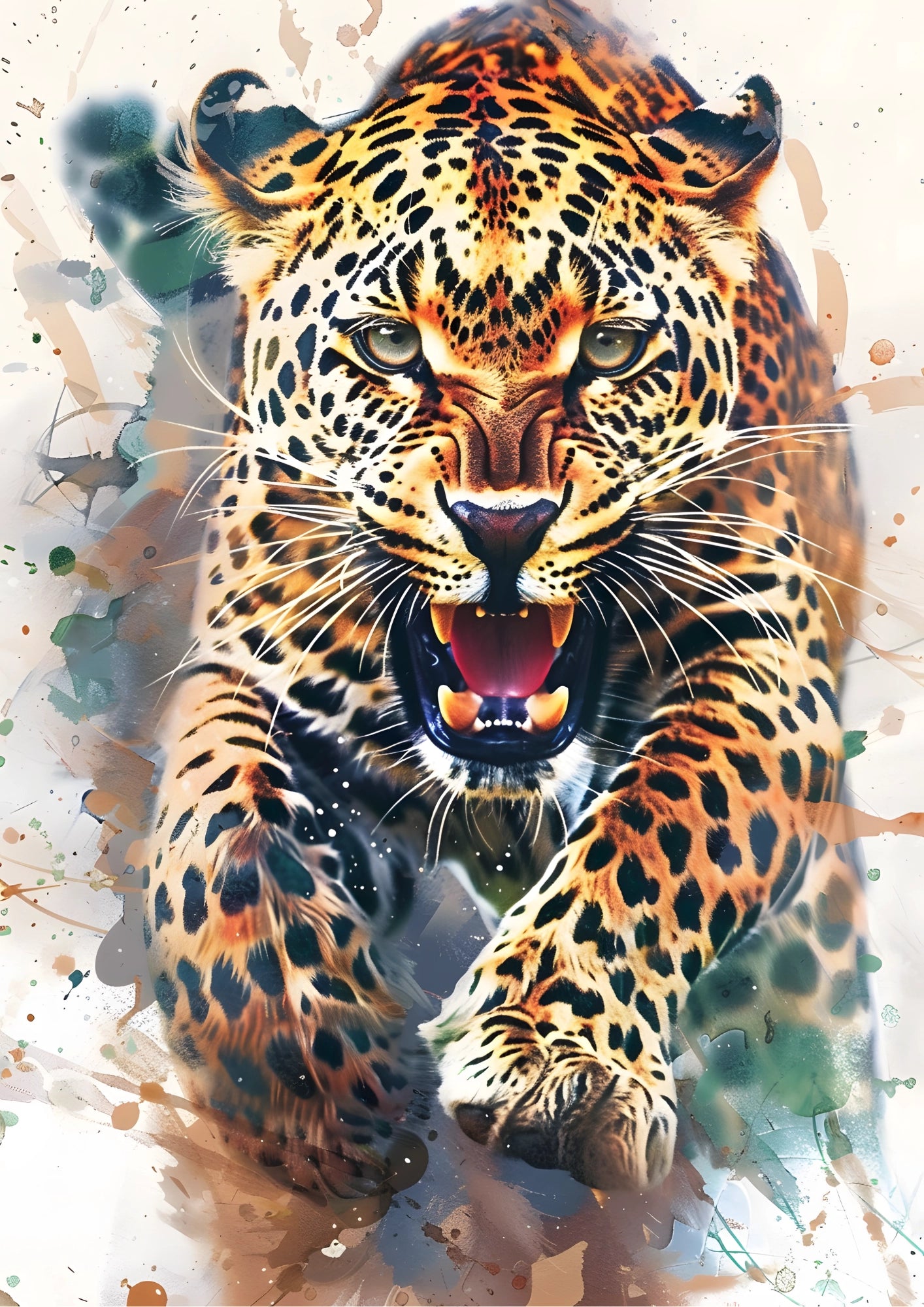 Gepard w Pełnym Biegu – Akwarelowy Dynamizm Plakat