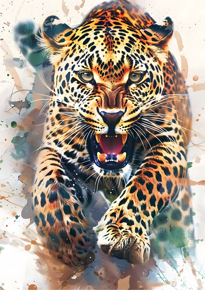 Gepard w Pełnym Biegu – Akwarelowy Dynamizm Plakat