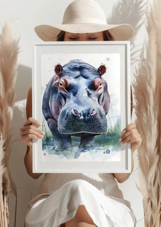 Hipopotam w Porannym Słońcu Plakat