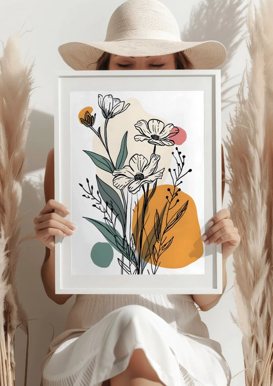 Nowoczesna Botaniczna Grafika w Stylu Skandynawskim Plakat
