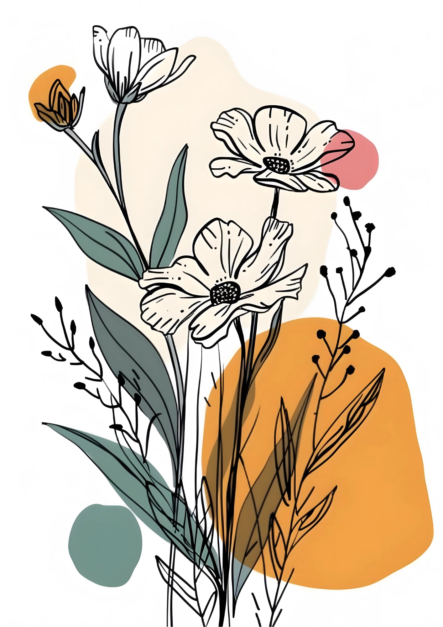 Nowoczesna Botaniczna Grafika w Stylu Skandynawskim Plakat