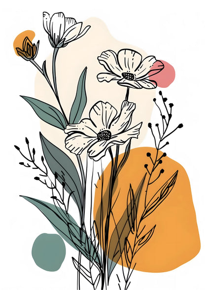 Nowoczesna Botaniczna Grafika w Stylu Skandynawskim Plakat