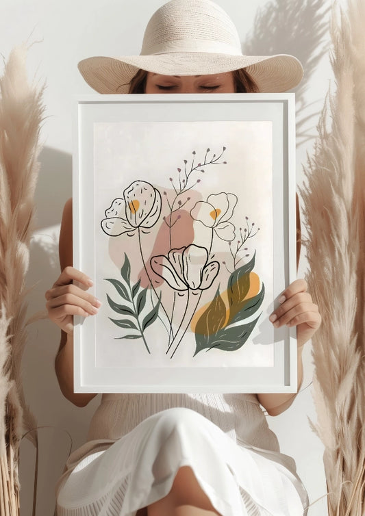 Delikatne Kwiaty w Pastelowych Odcieniach Plakat