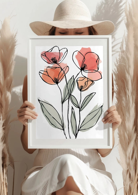 Kwiaty Delikatne w Pastelowych Różach Plakat