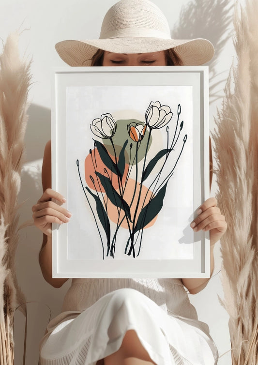 Tulipany w Abstrakcyjnym Minimalizmie Plakat