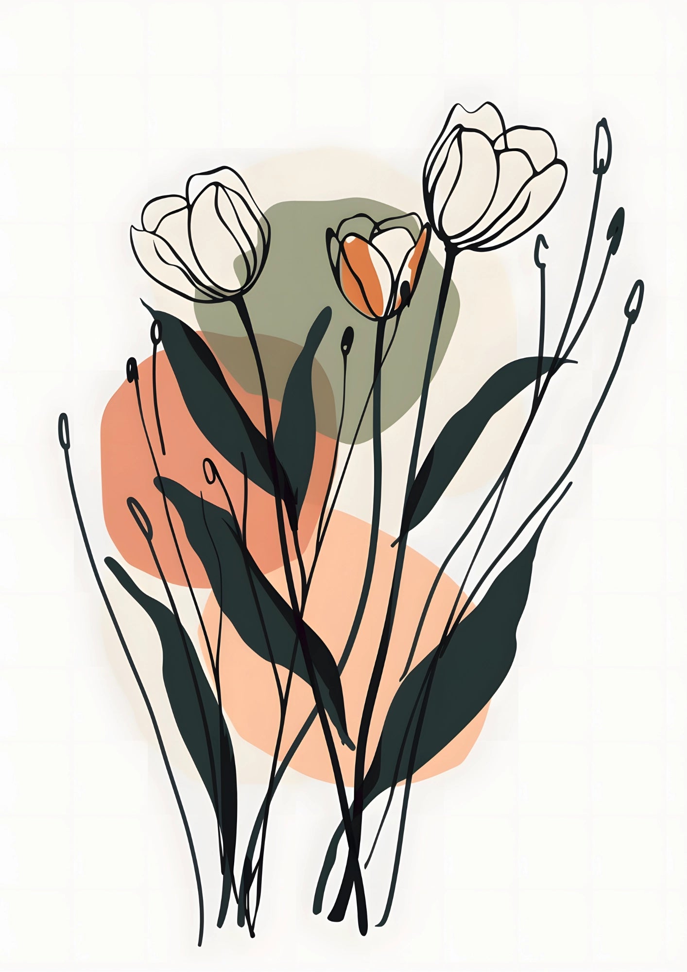 Tulipany w Abstrakcyjnym Minimalizmie Plakat