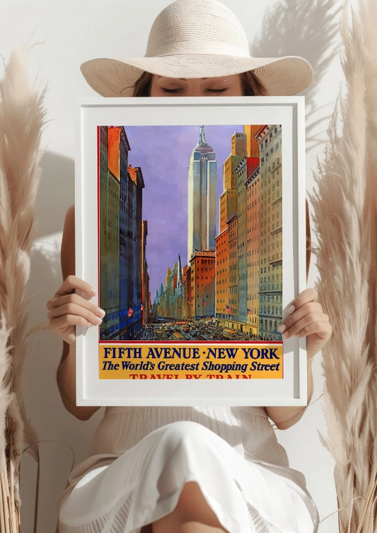 Fifth Avenue New York Vintage Travel Plakat