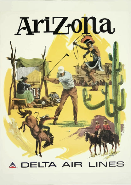 Arizona Delta Air Lines Vintage Travel Plaka
