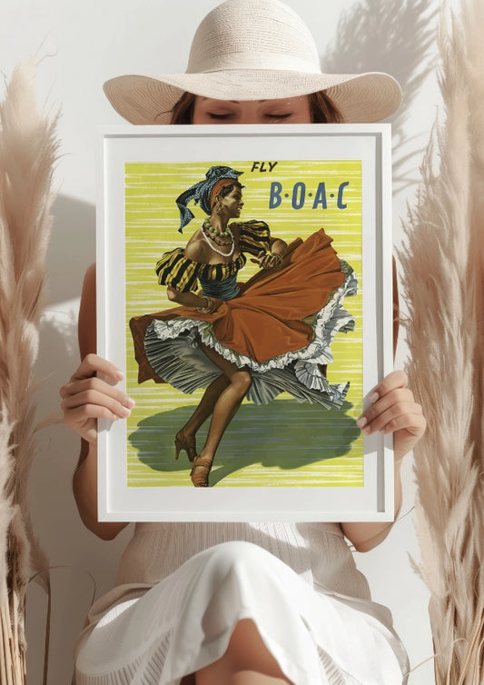 Fly BOAC Vintage Travel Plakat
