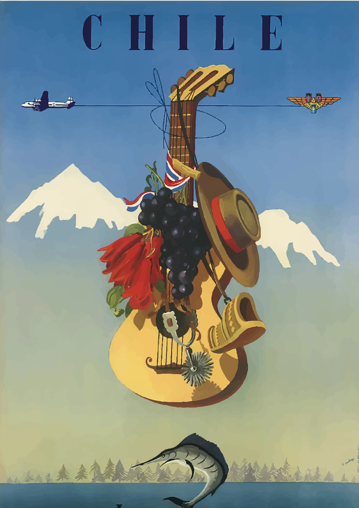 Chile Górska Natura i Kultura Plakat