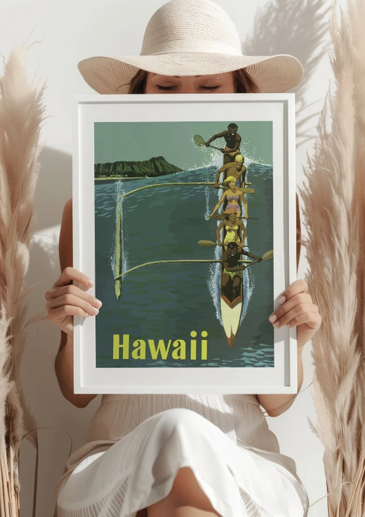 Hawaii Wiosłowanie na Oceanie Plakat