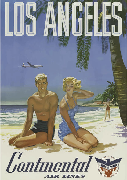 Los Angeles Continental Airlines Plażowy Styl Życia Plakat