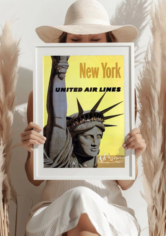 New York United Air Lines Statua Wolności Plakat