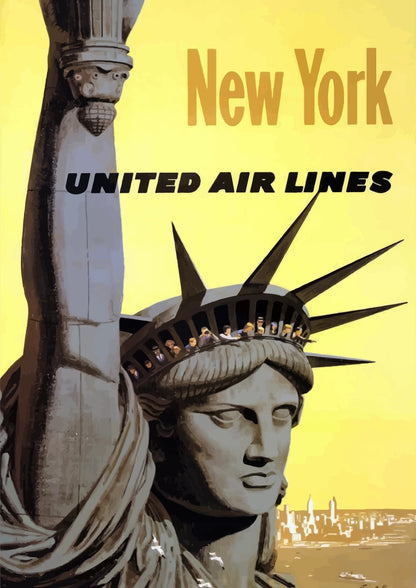 New York United Air Lines Statua Wolności Plakat