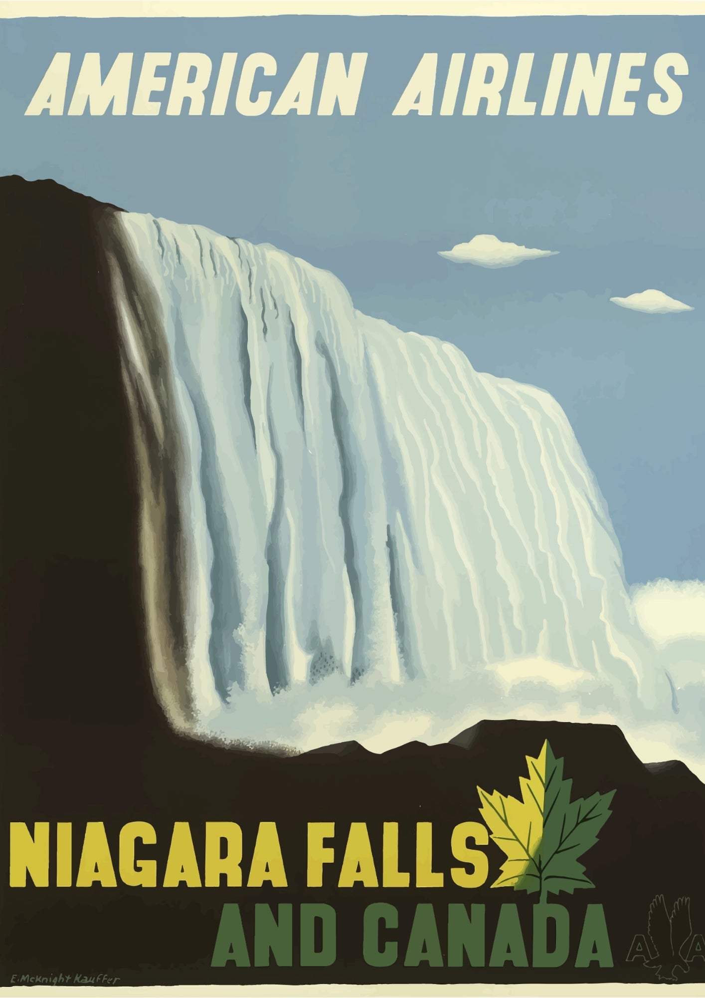 Niagara Falls and Canada American Airlines Plakat