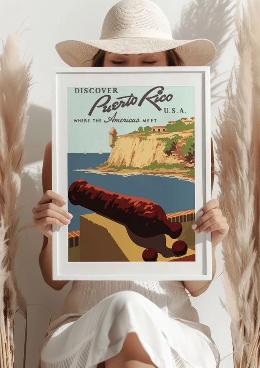 Discover Puerto Rico U.S.A. Gdzie Spotykają się Ameryki Plakat