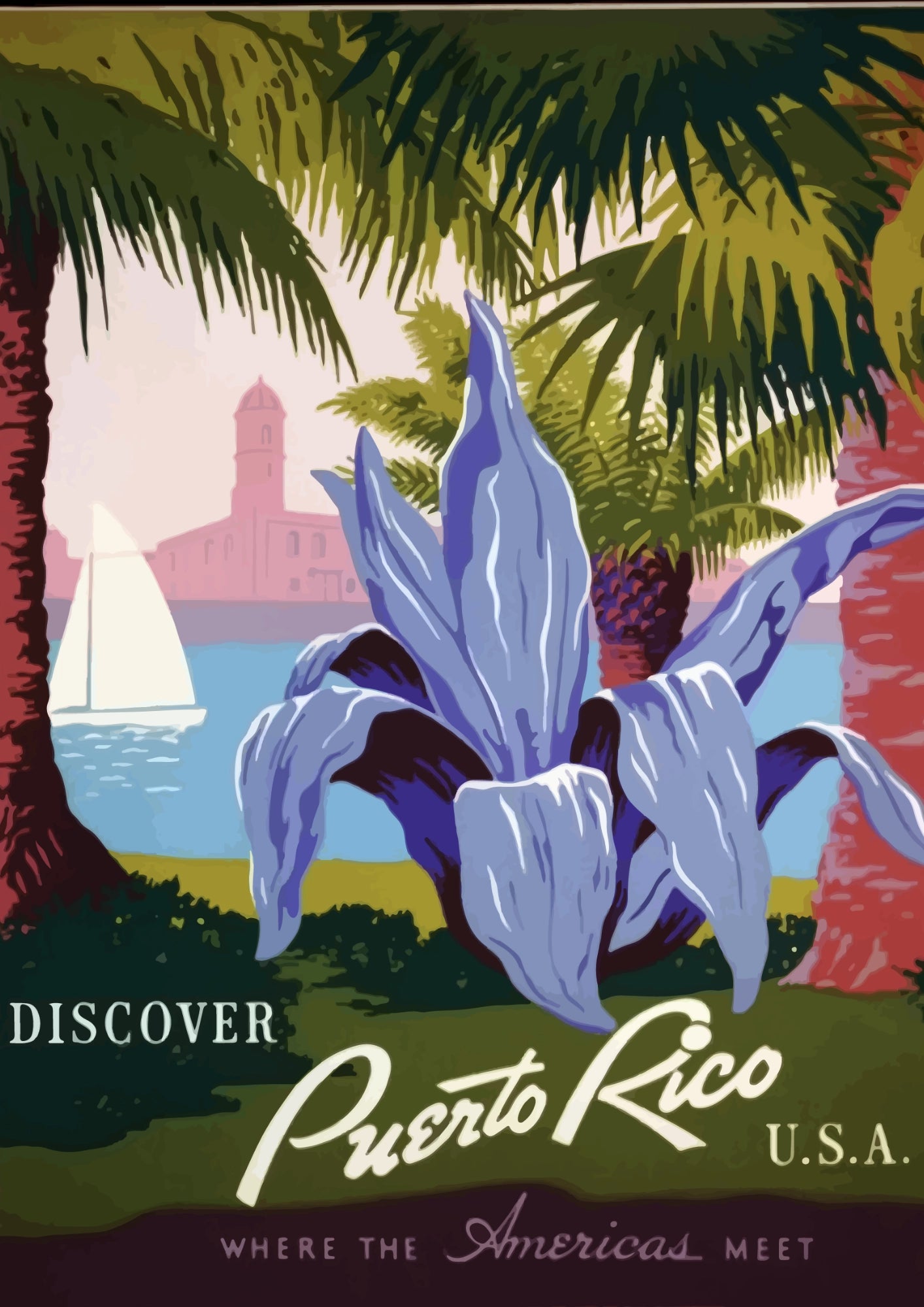 Discover Puerto Rico U.S.A. Tropikalny Raj Plakat