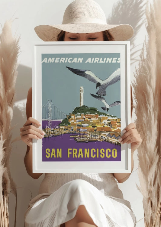 San Francisco American Airlines Most i Nadmorska Sceneria Plakat