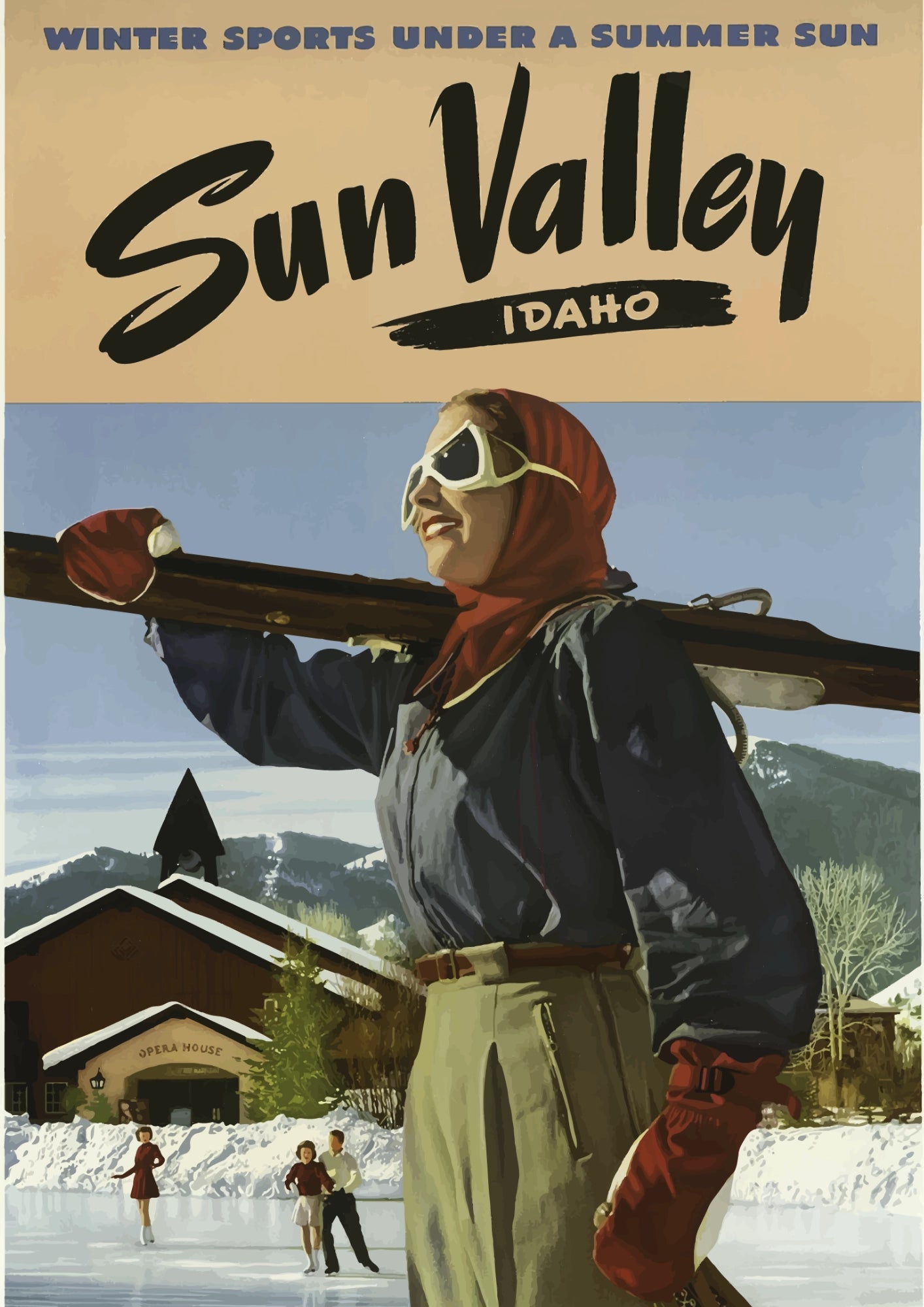 Sun Valley Idaho Zimowe Sporty pod Letnim Słońcem Plakat