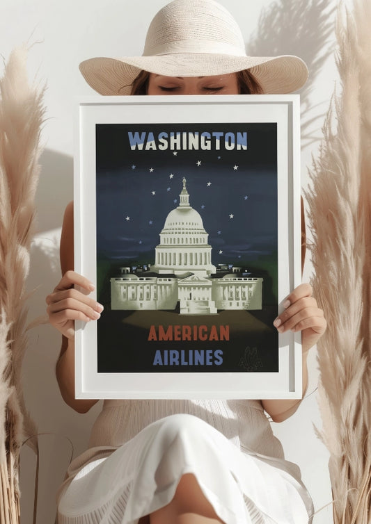 Washington Kapitol Nocne Niebo Plakat