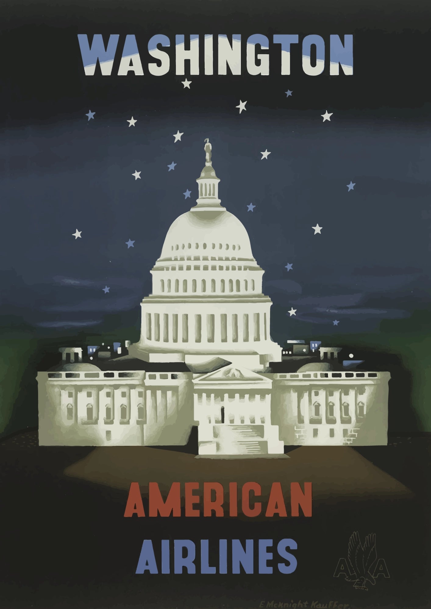 Washington Kapitol Nocne Niebo Plakat
