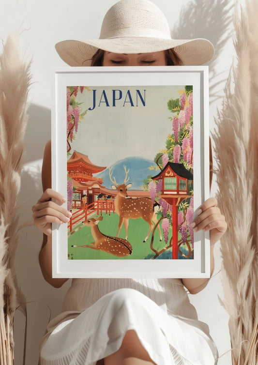 Japonia Świątynia i Dzika Przyroda Plakat