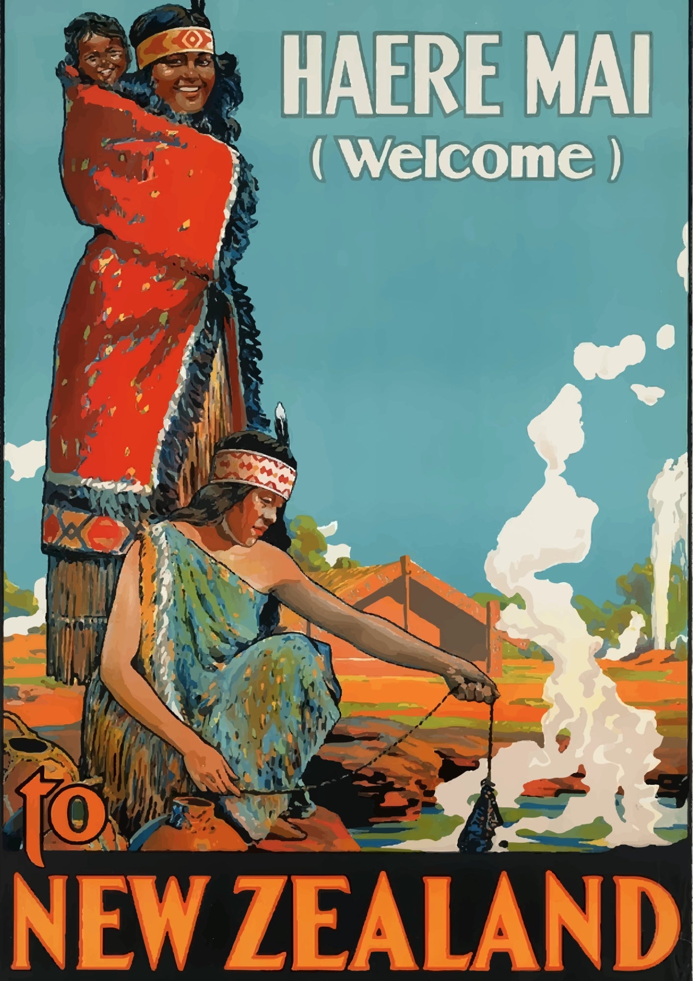 Haere Mai New Zealand Maori Welcome Plakat