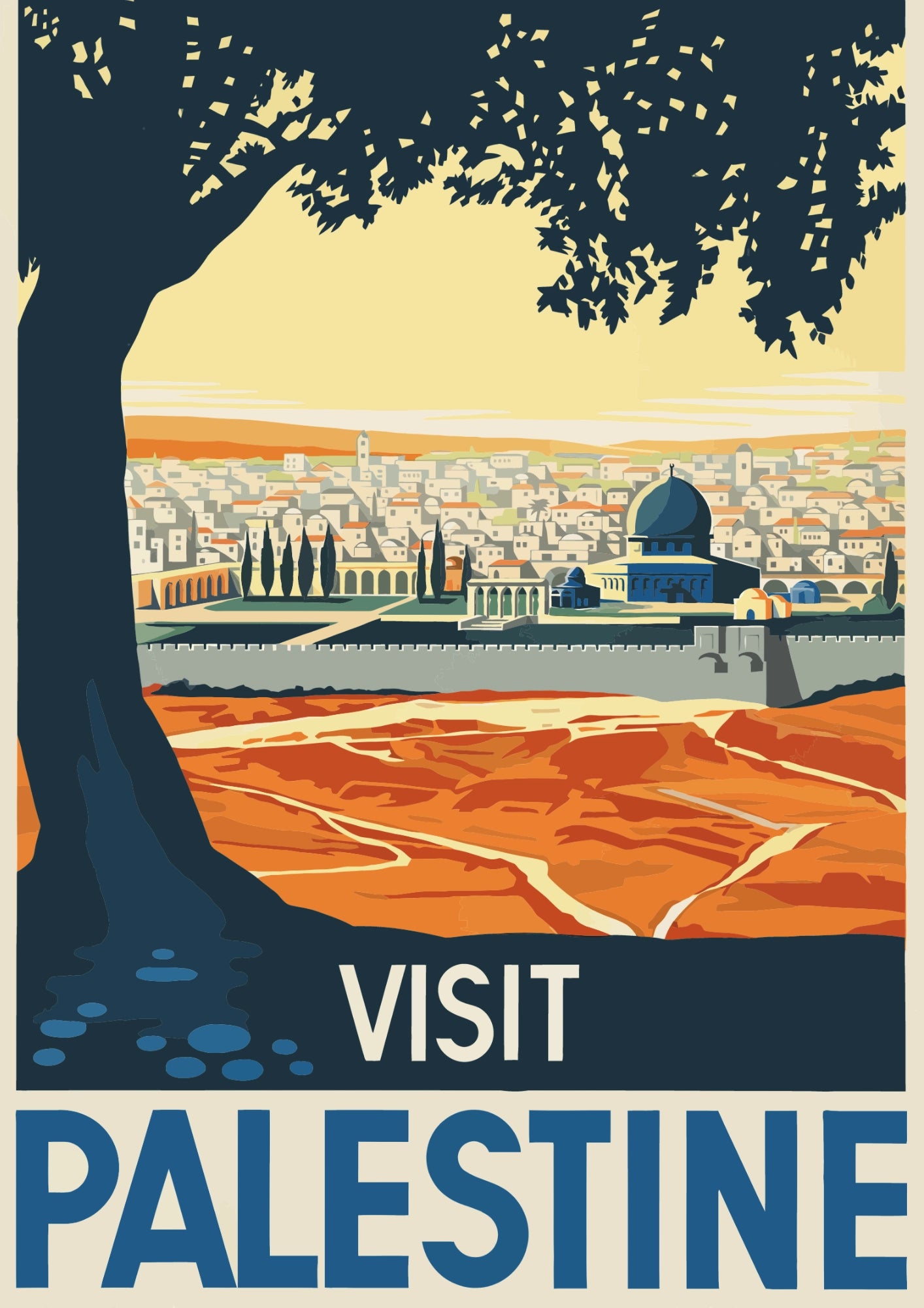 Odwiedź Palestynę Miasto Kopuły Skały Plakat