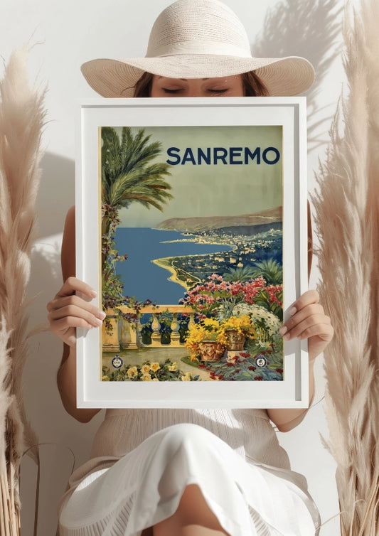 Sanremo Widok na Wybrzeże i Ogrody Plakat