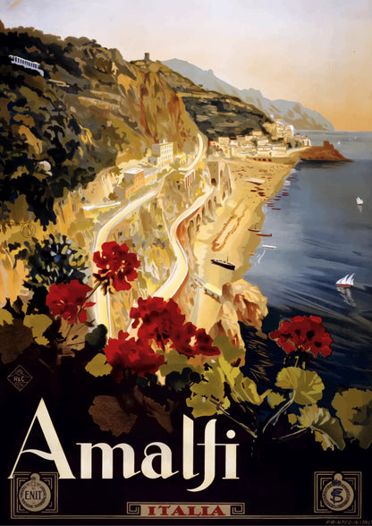 Amalfi Widok na Wybrzeże Plakat