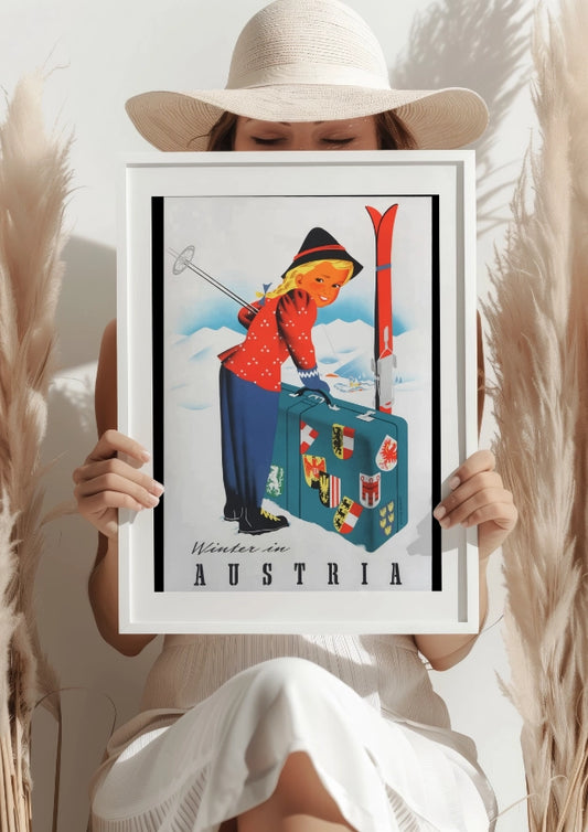 Zima w Austrii Retro Plakat