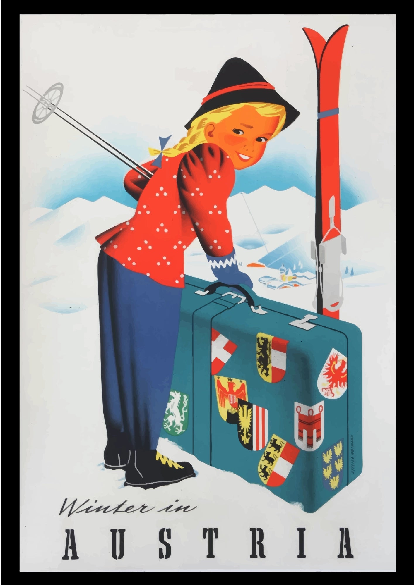 Zima w Austrii Retro Plakat