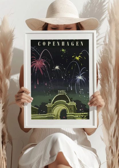 Niezwykła Kopenhaga Fajerwerki Plakat Tivoli