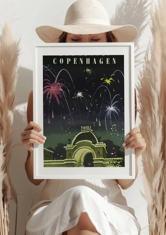 Niezwykła Kopenhaga Fajerwerki Plakat Tivoli