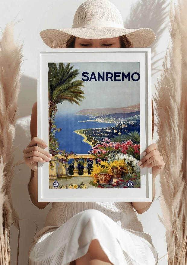 Panorama Sanremo z Kwiatowego Tarasu Plakat