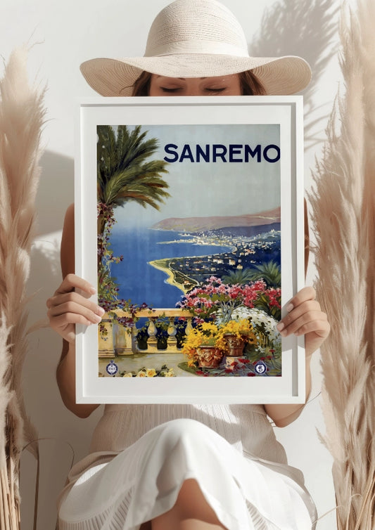 Panorama Sanremo z Kwiatowego Tarasu Plakat