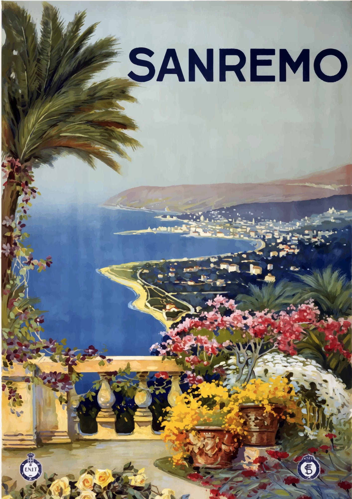 Panorama Sanremo z Kwiatowego Tarasu Plakat