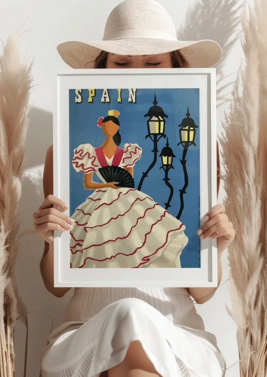 Hiszpańska Tancerka Flamenco i Latarnie Plakat