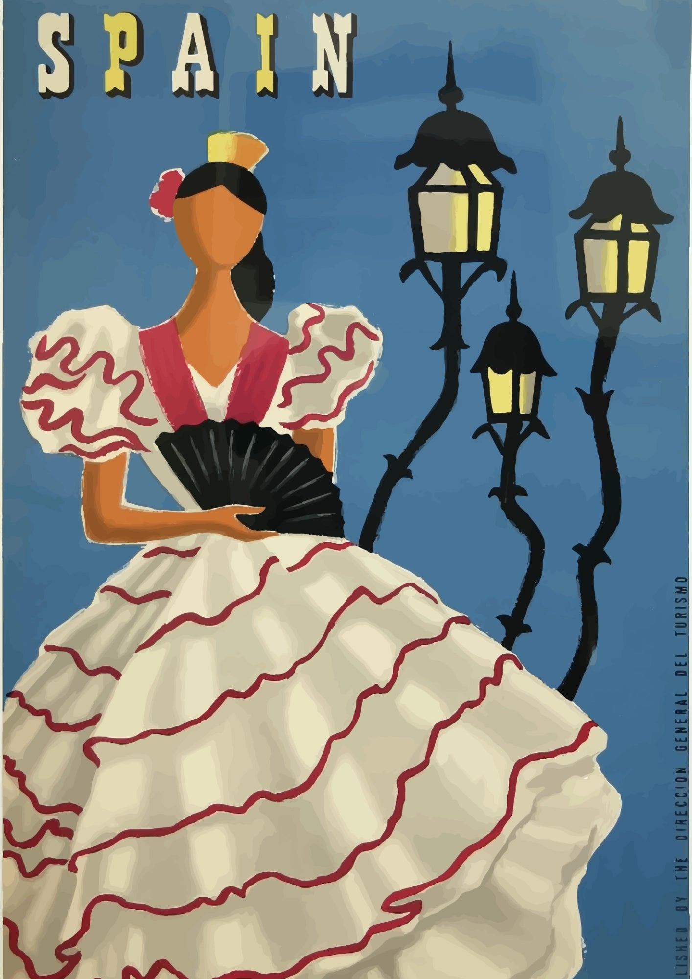 Hiszpańska Tancerka Flamenco i Latarnie Plakat