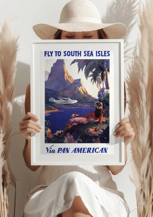 Fly to South Sea Isles Pan American Plakat