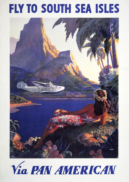 Fly to South Sea Isles Pan American Plakat