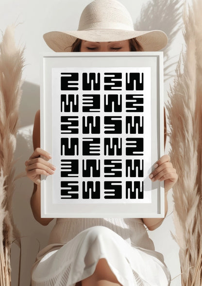 Geometryczny Minimalizm z Czarnymi Symbolami Plakat