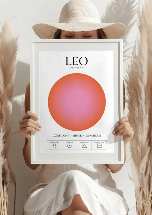 Zodiakalny Lew z Aurą i Symbolami Astrologicznymi Plakat