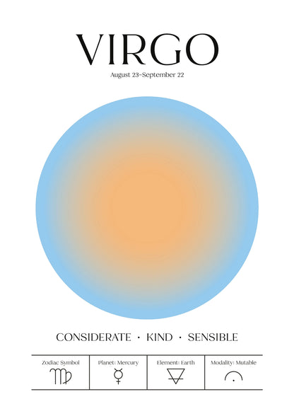 Zodiakalny Panna z Aurą i Symbolami Astrologicznymi Plakat