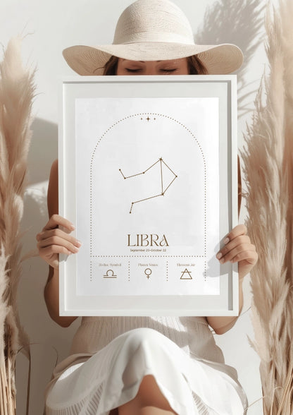 Zodiakalna Waga z Konstelacją i Symbolami Astrologicznymi Plakat