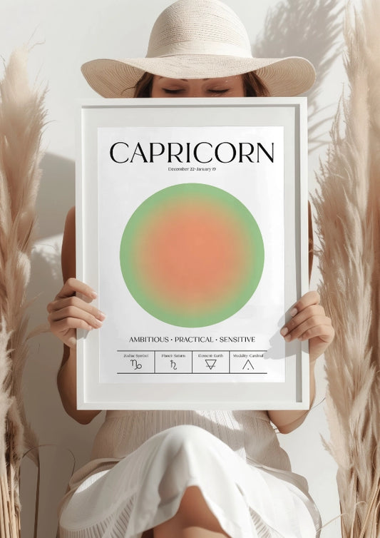 Zodiakalny Koziorożec z Aurą i Symbolami Astrologicznymi Plakat