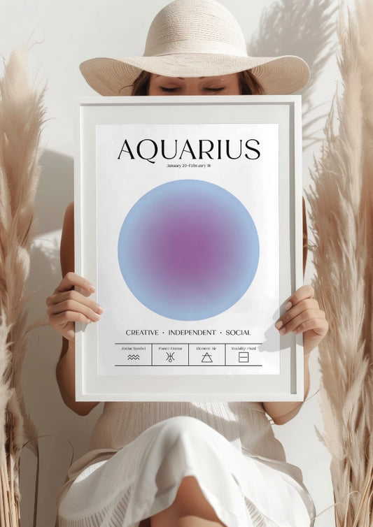 Zodiakalny Wodnik z Aurą i Symbolami Astrologicznymi Plakat