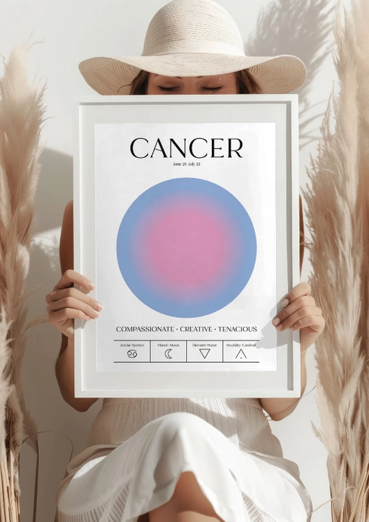 Zodiakalny Rak z Aurą i Symbolami Astrologicznymi Plakat
